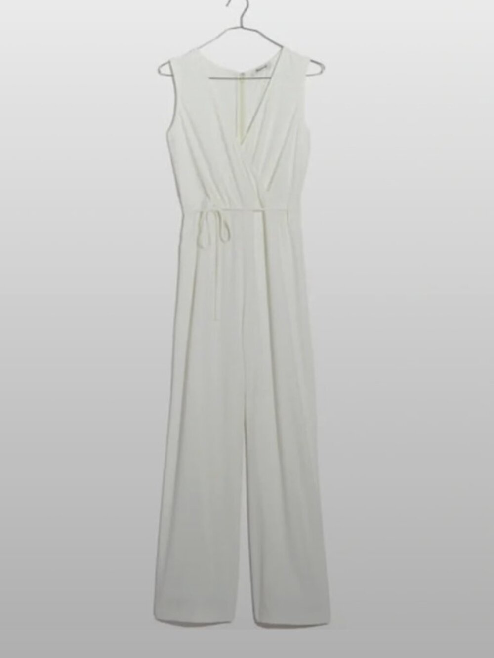Madewell Cream V-Neck Sleeveless Jumpsuit